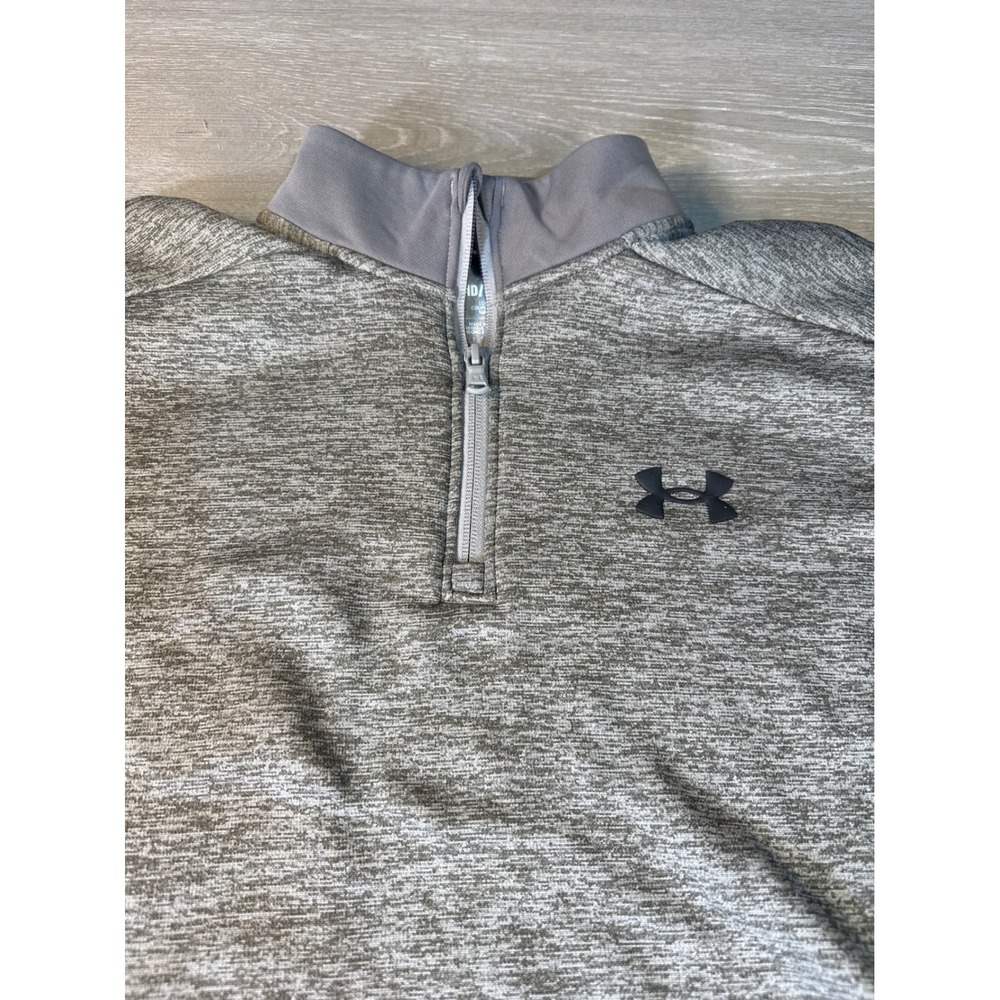 Under Armour Mens Quarter Zip Fleece Pullover Heather Gray Loose Fit MD Medium